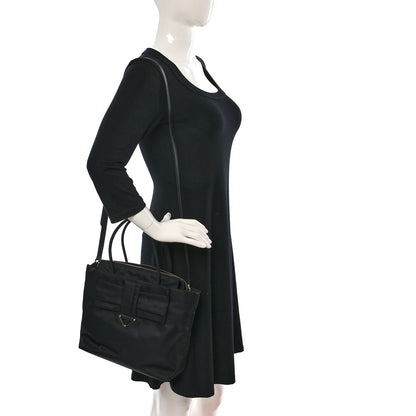 Prada Tessuto Nylon Bow Tote Black 2 of 9