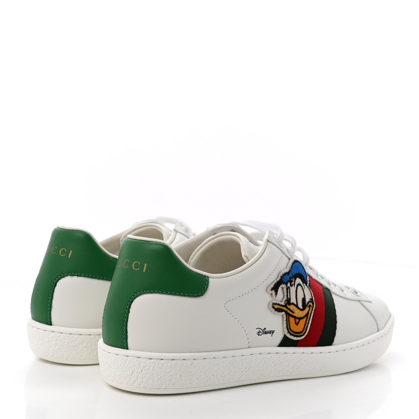X DISNEY Calfskin Miro Soft Web Donald Duck Womens Ace Sneakers 36 White New Shamarock