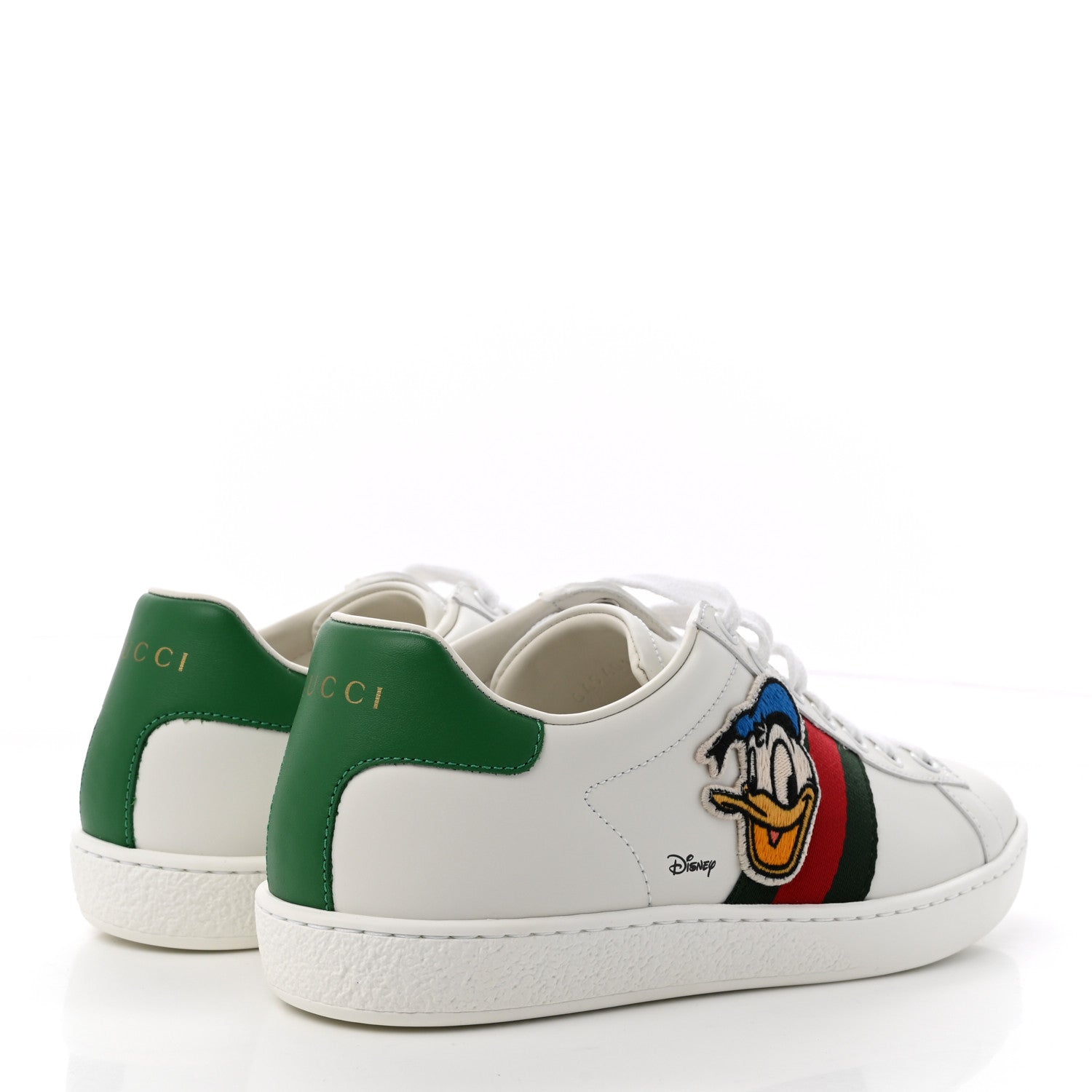 Gucci X DISNEY Calfskin Miro Soft Web Donald Duck Womens Ace Sneakers 36 White New Shamarock 3 of 17