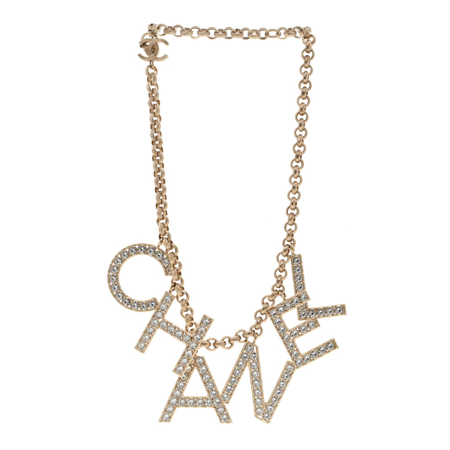 Crystal City of Lights Letter Chain Necklace Gold