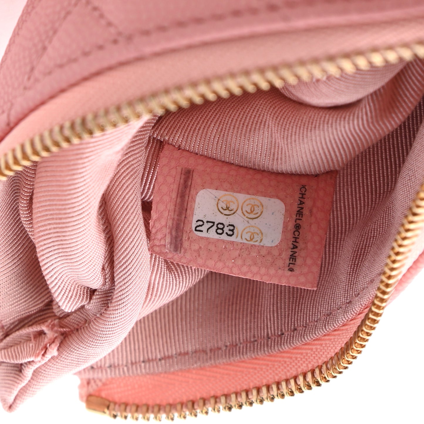 Flat Caviar Chevron Quilted Small Cosmetic Case Pink