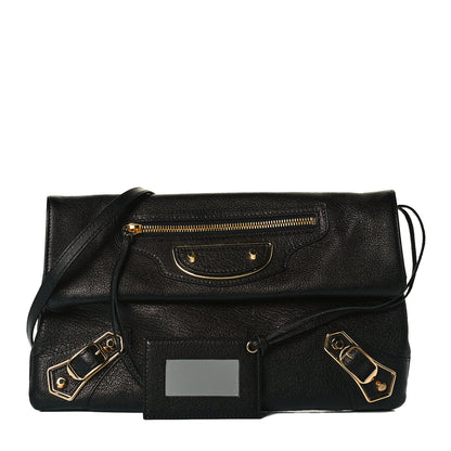 Balenciaga Chevre Gold Metallic Edge Hardware Envelope Clutch Black 1 of 7