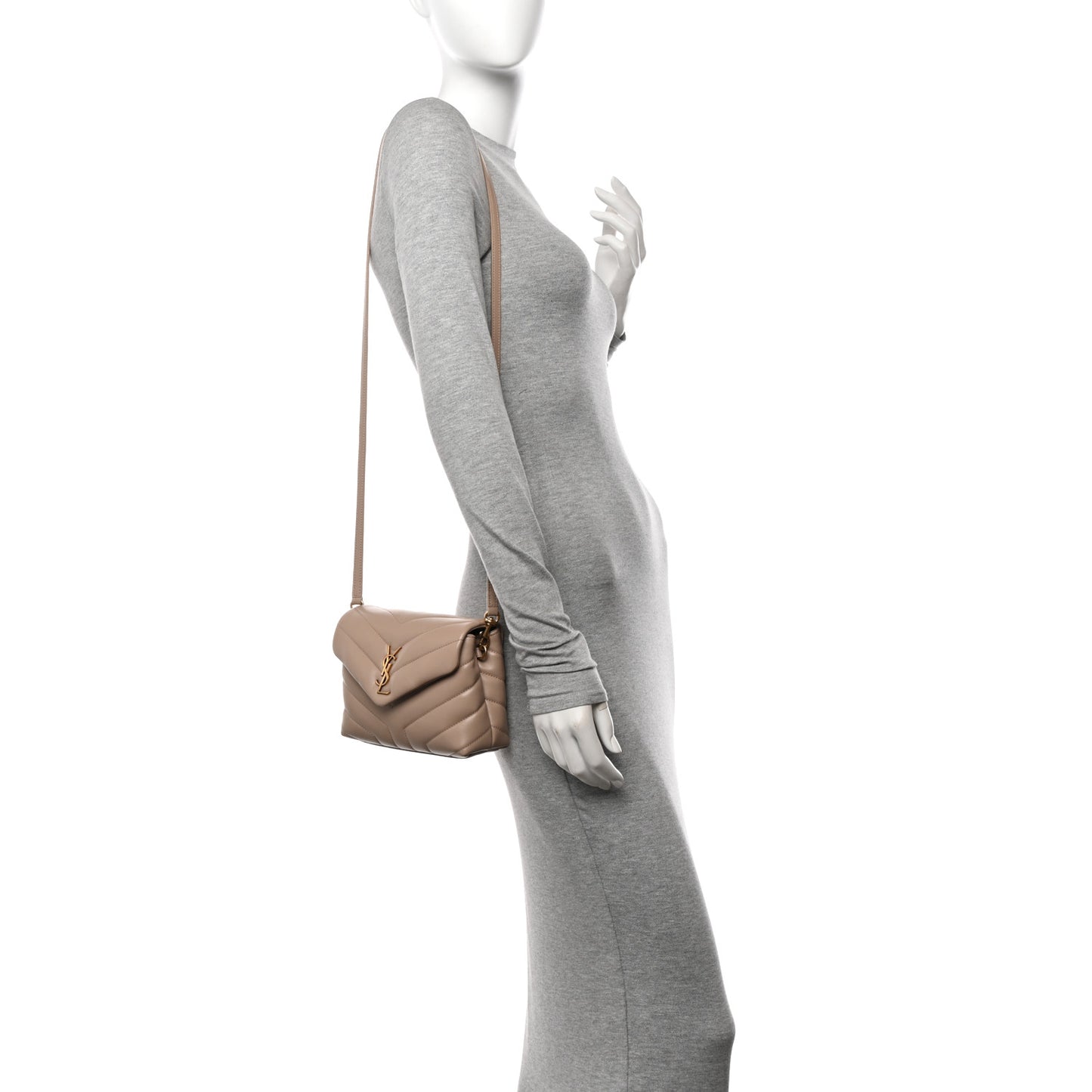 Calfskin Y Quilted Monogram Toy Loulou Crossbody Bag Dark Beige