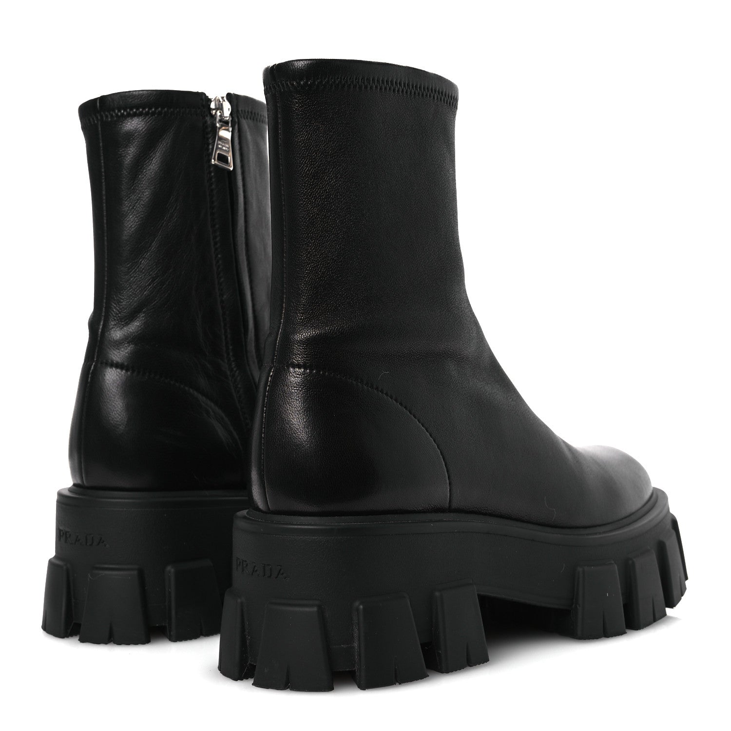Prada Nappa Stretch Monolith Boots 37 Black 5 of 12
