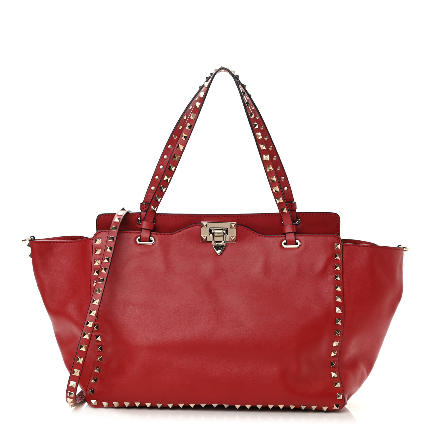 Vitello Medium Rockstud Tote Rosso Valentino