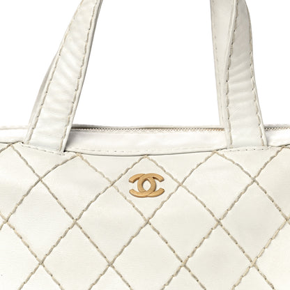 Chanel Calfskin Wild Stitch Top Handle Bag White 8 of 21