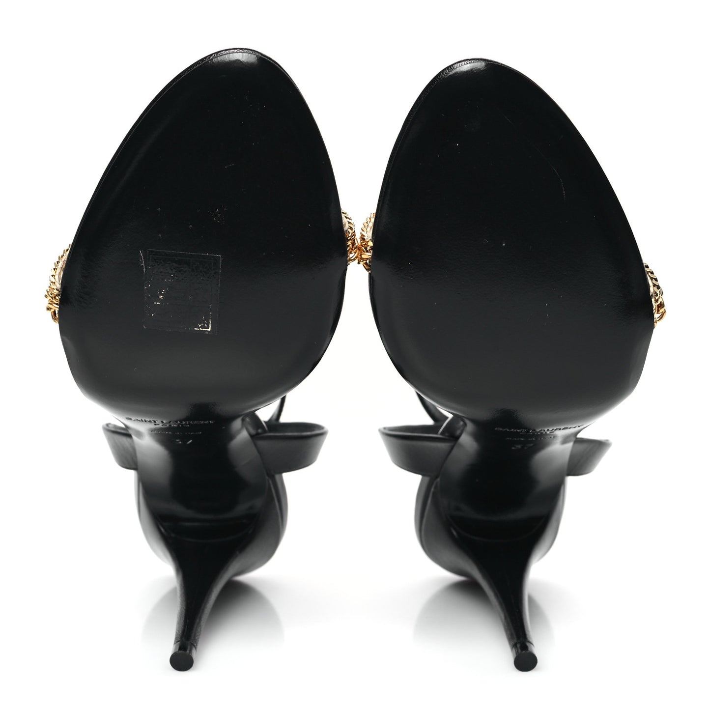 Calfskin Chain Ankle Strap Sandals 37 Black