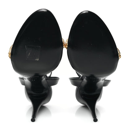 Saint Laurent Calfskin Chain Ankle Strap Sandals 37 Black 5 of 7