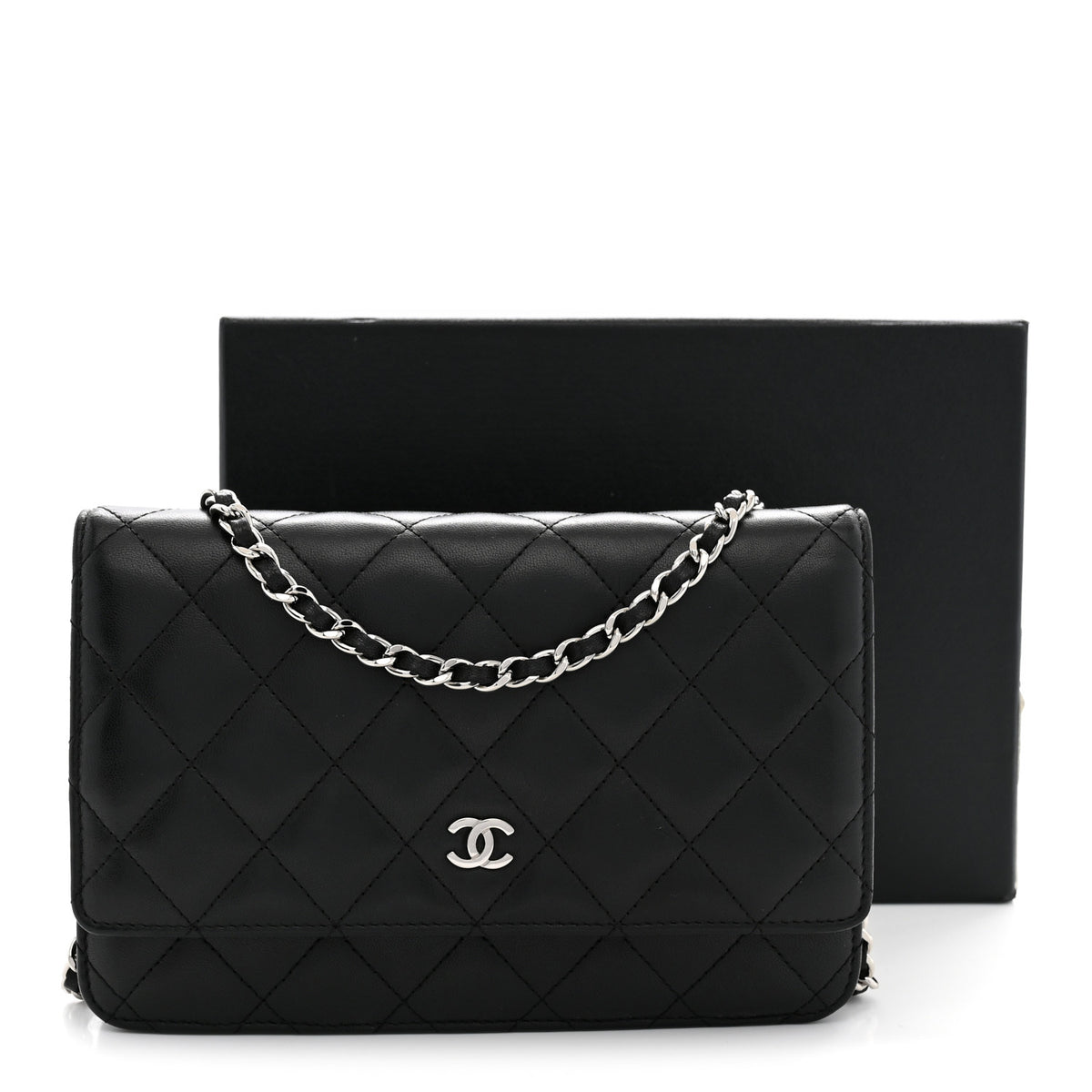 Chanel Lambskin Quilted Wallet On Chain WOC Black 11 of 11