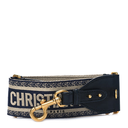 Christian Dior Canvas Embroidered Shoulder Strap Blue 1 of 4