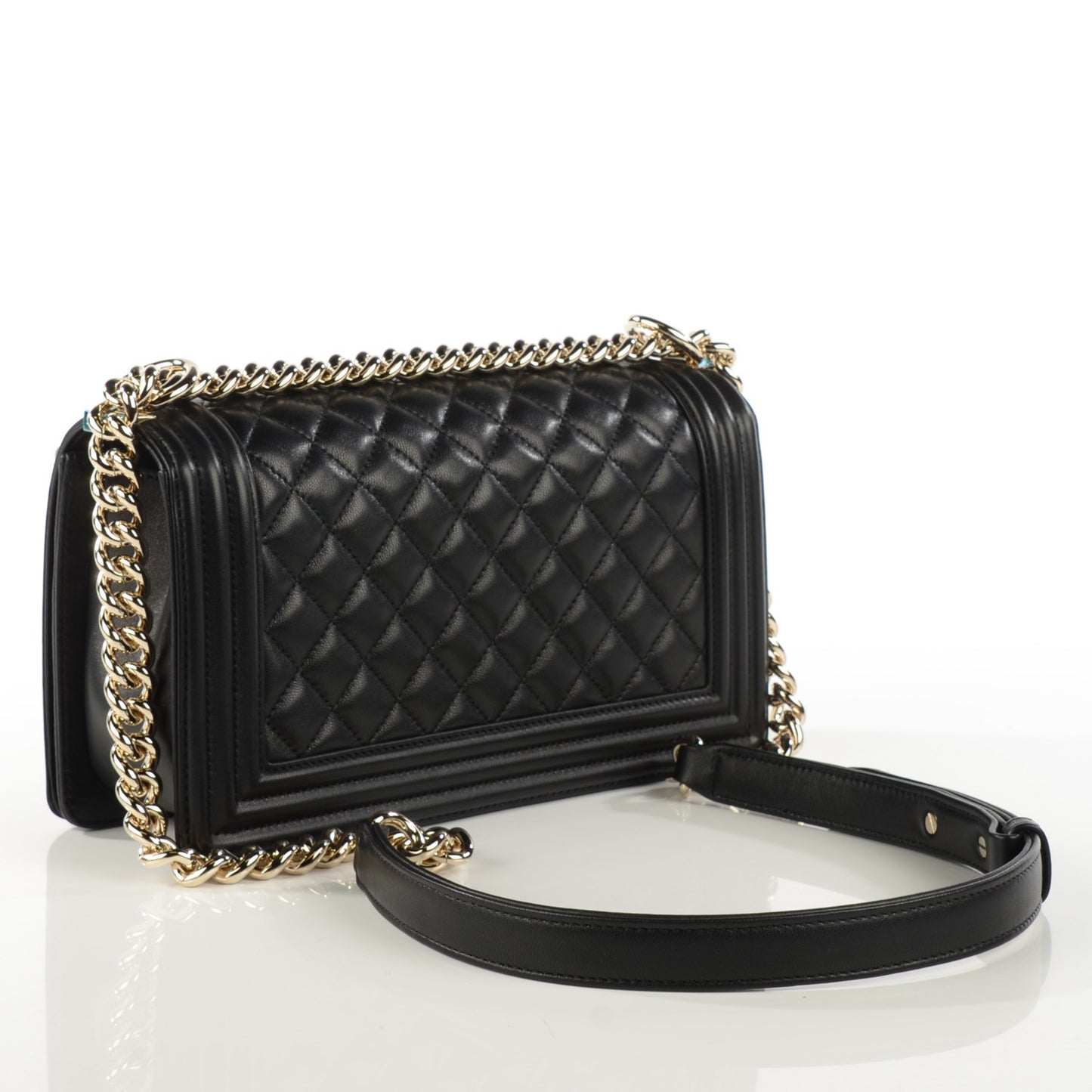 Lambskin Quilted Medium Boy Flap Black
