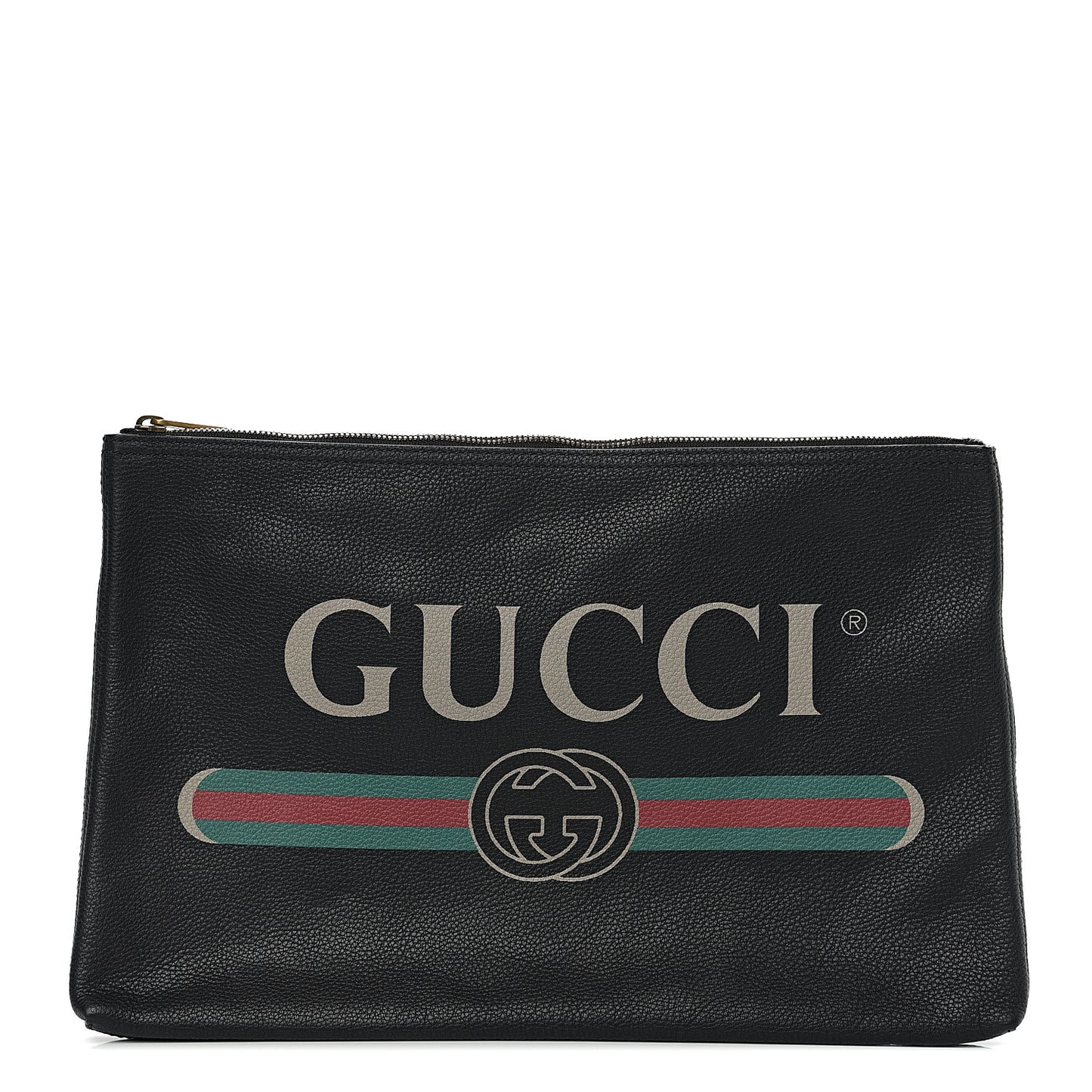 Pebbled Calfskin Large Logo Portfolio Clutch Black