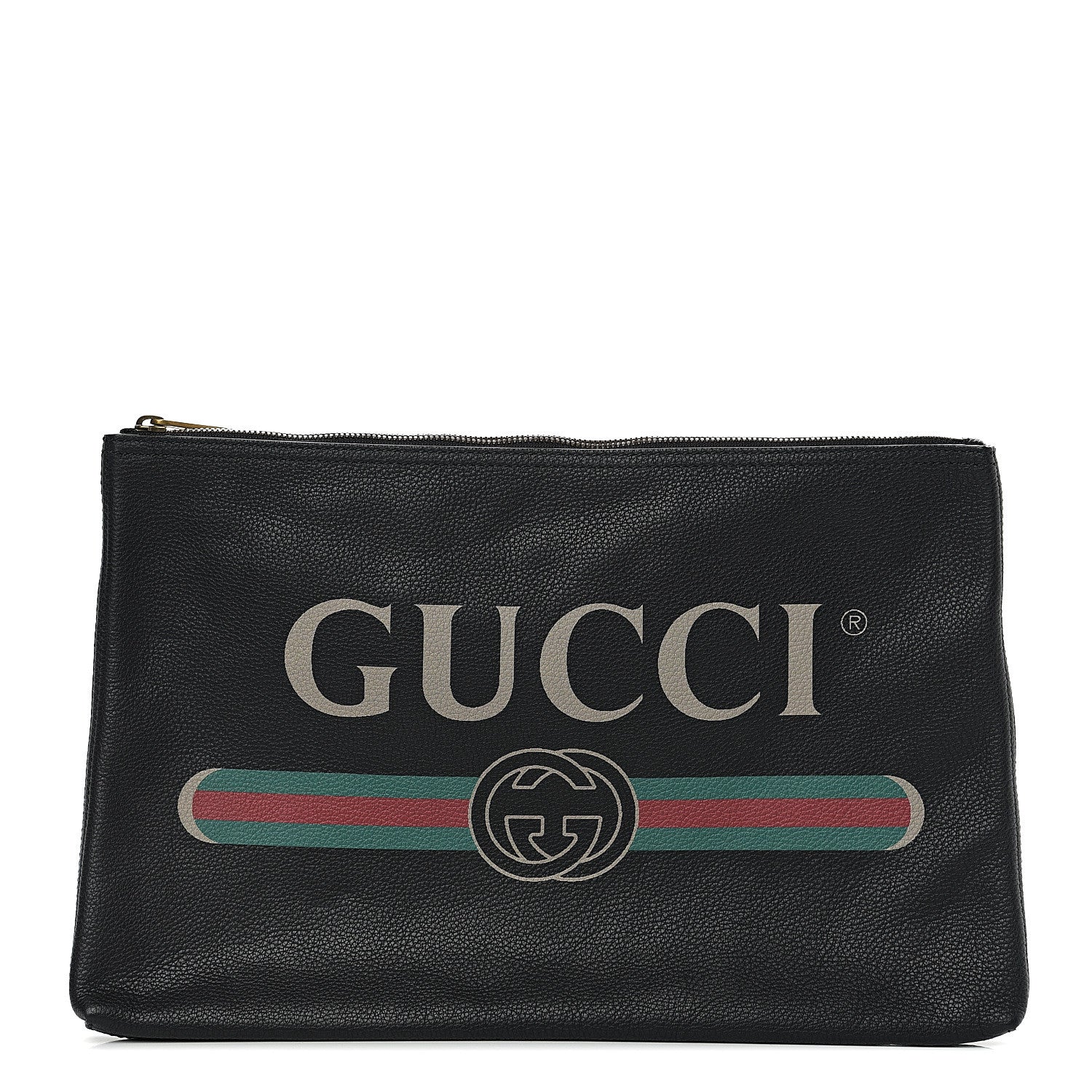Gucci Pebbled Calfskin Large Logo Portfolio Clutch Black 1 of 8