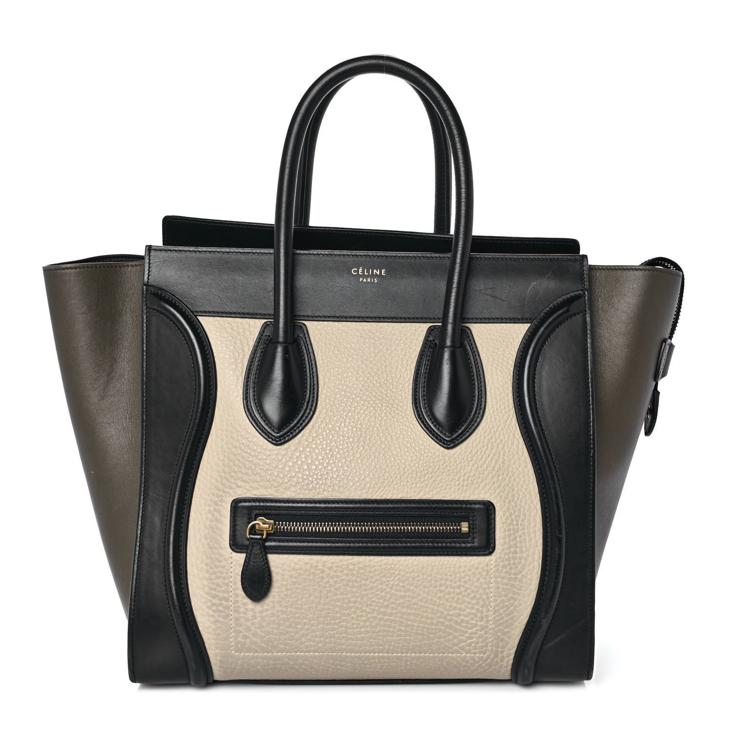 Textured Calfskin Mini Tri-Color Luggage Olive