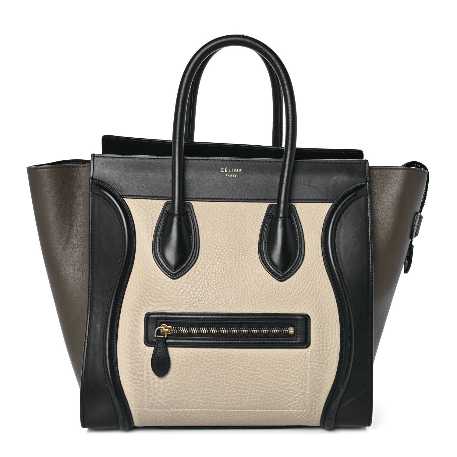 Celine Textured Calfskin Mini Tri-Color Luggage Olive 1 of 7