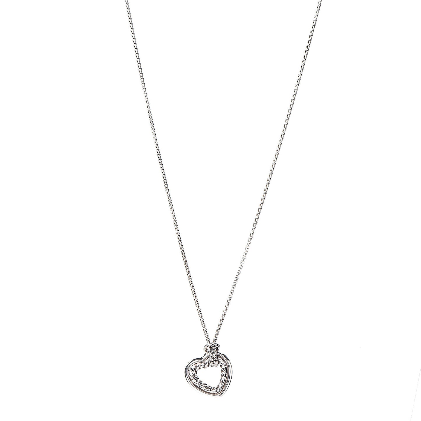 Sterling Silver 18K Yellow Gold Open Heart Cable Necklace