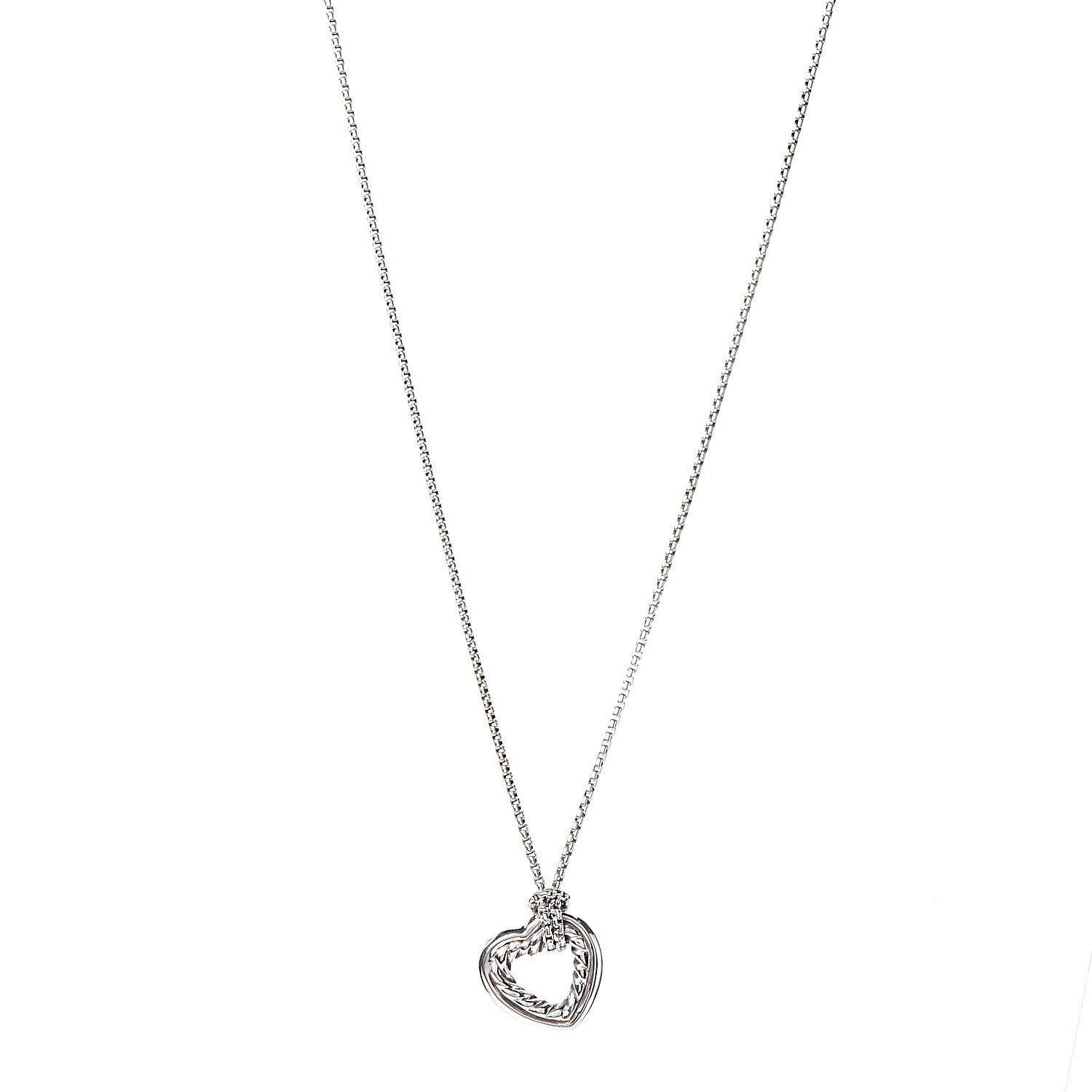 David Yurman Sterling Silver 18K Yellow Gold Open Heart Cable Necklace 1 of 6