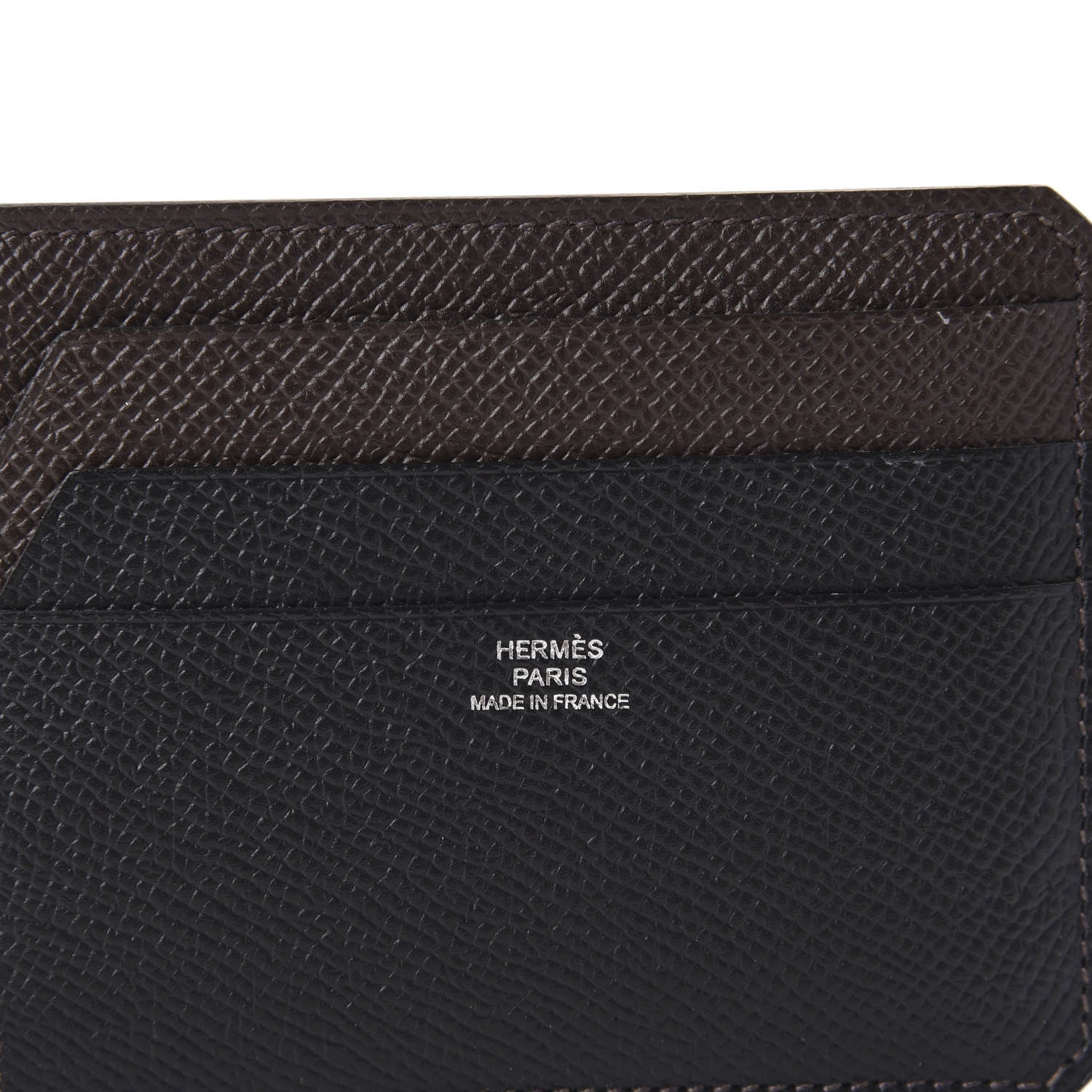 Hermes Epsom City 8CC Colorblock Card Holder Black Gold Chocolate 7 of 10