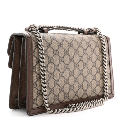 Gucci GG Supreme Monogram Textured Dollar Calfskin Top Handle Dionysus Shoulder Bag Beige Ebony New Acero 3 of 11