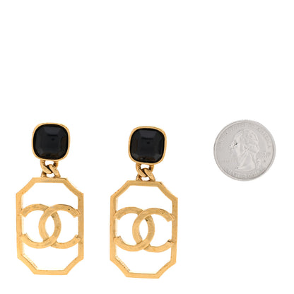 Chanel Metal Pearl CC Drop Clip On Earrings Gold Black 2 of 5