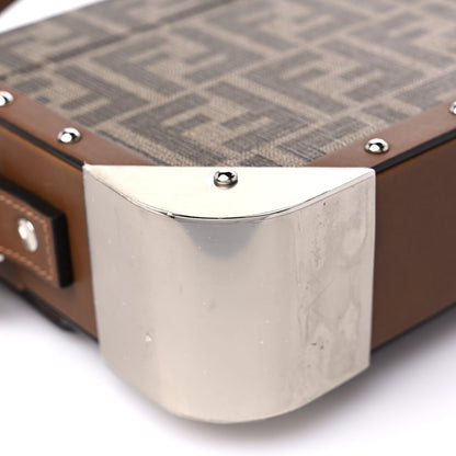 Fendi Shiny Glazed Fabric Vachetta FF 1974 Medium Baguette Trunk Mogano Panna Cuoio 11 of 13