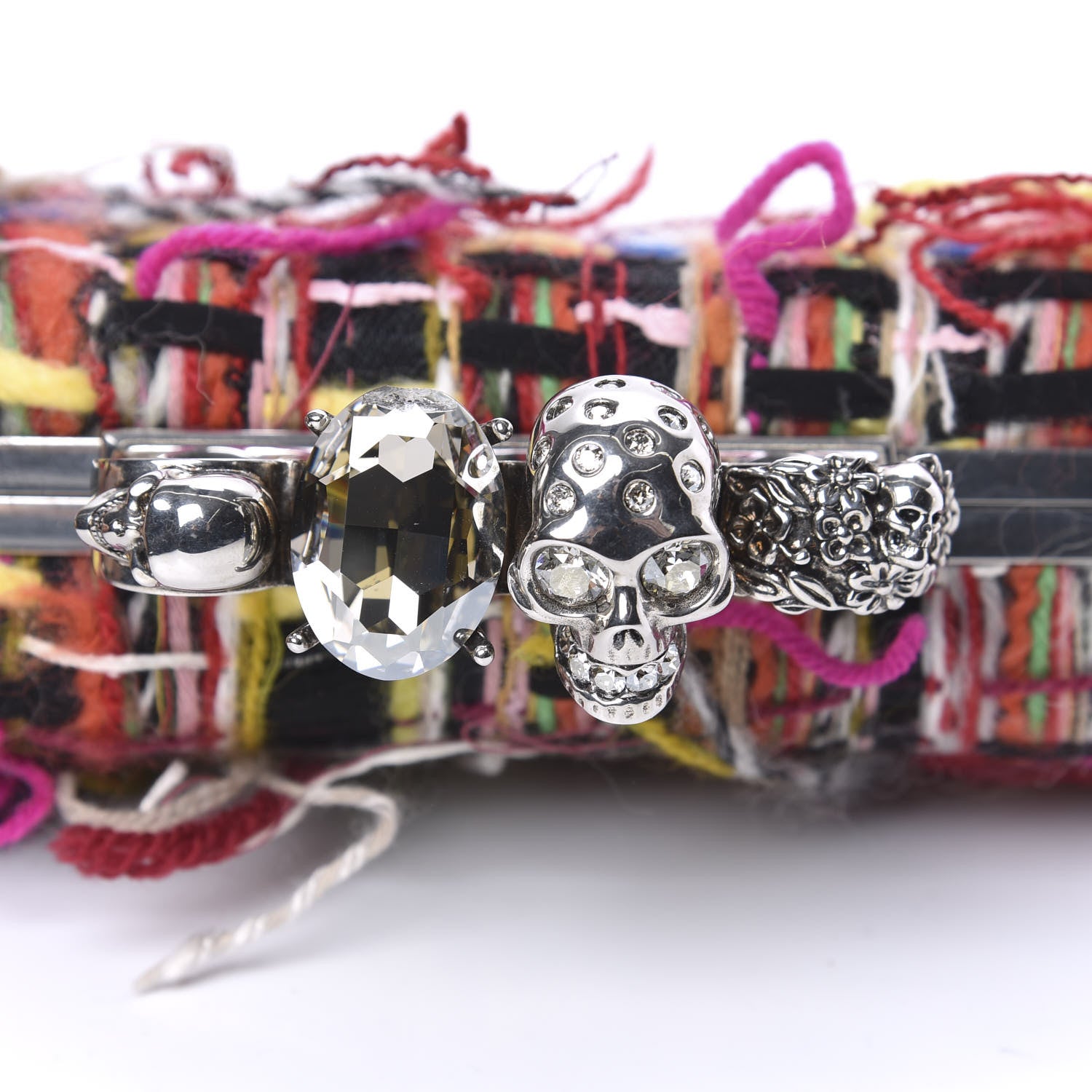 Alexander McQueen Tweed Wishing Tree Skull Knuckle Box Clutch Multicolor 8 of 10
