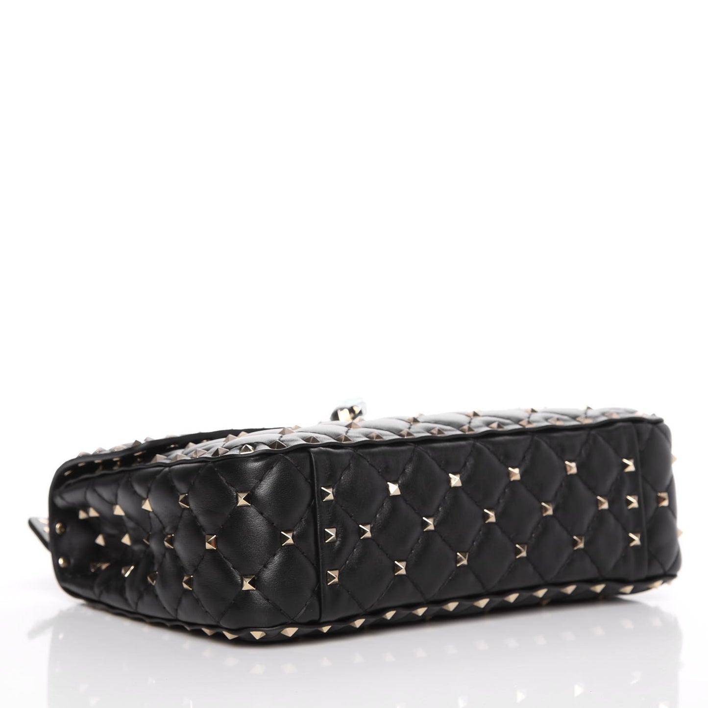 Lambskin VLTN Print Medium Rockstud Spike Shoulder Bag Black