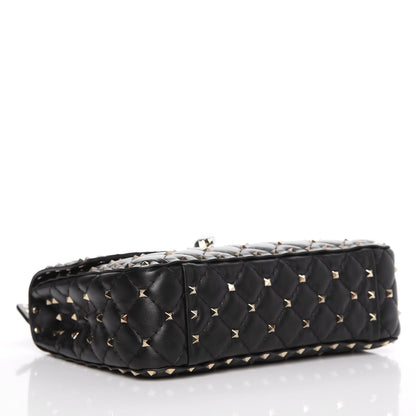 Valentino Garavani Lambskin VLTN Print Medium Rockstud Spike Shoulder Bag Black 4 of 9