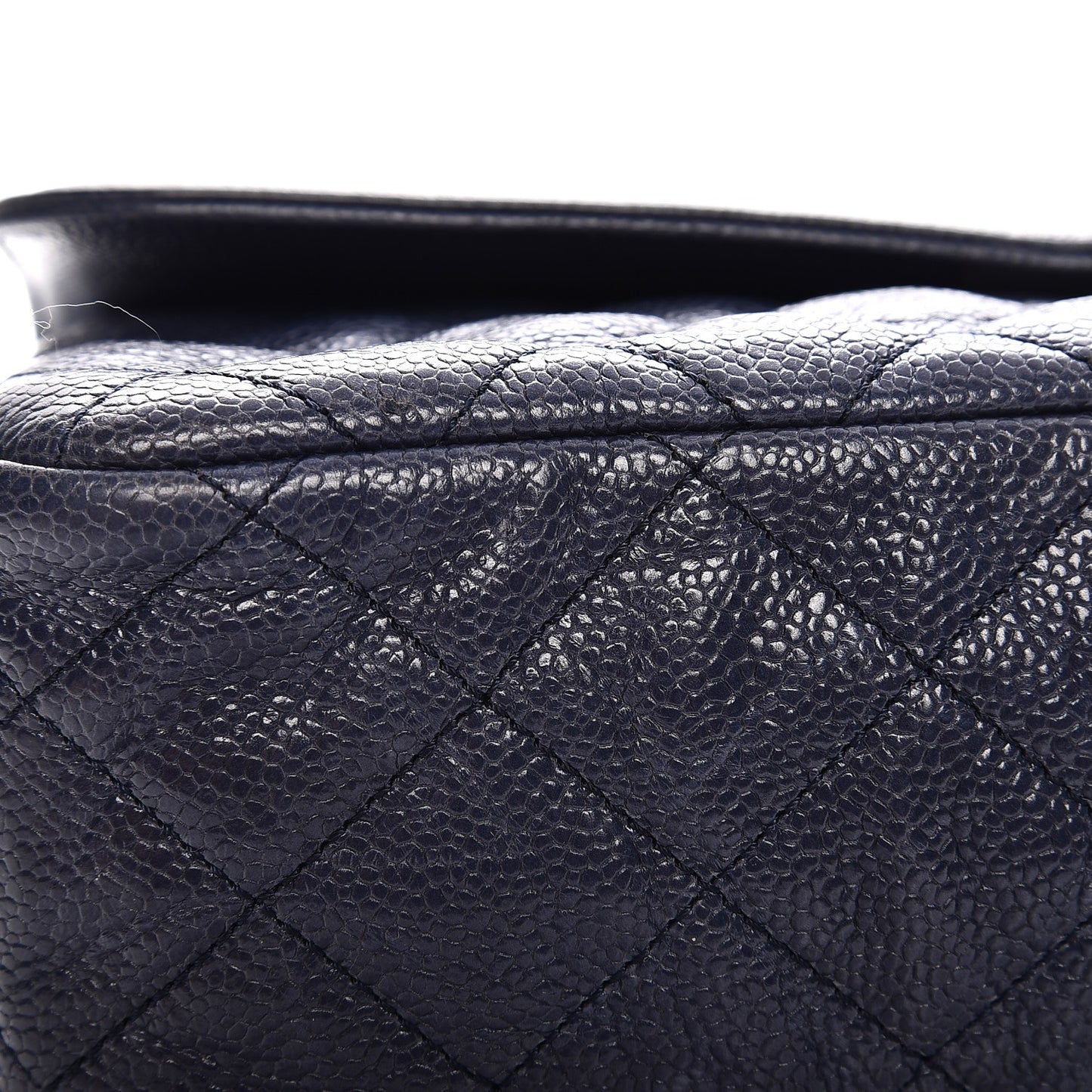 Crumpled Grained Calfskin Flap Navy Blue