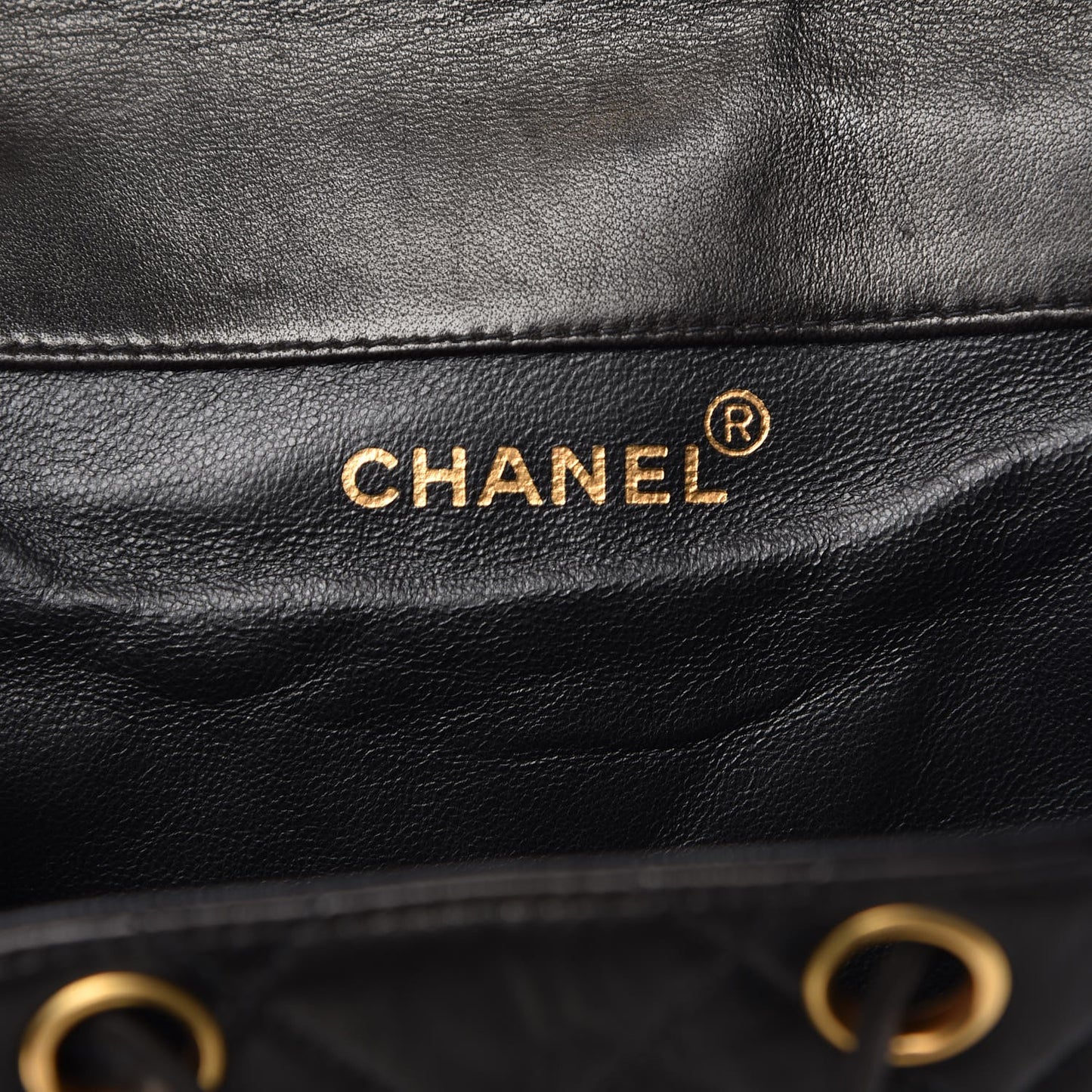 Lambskin Quilted Drawstring Backpack Black