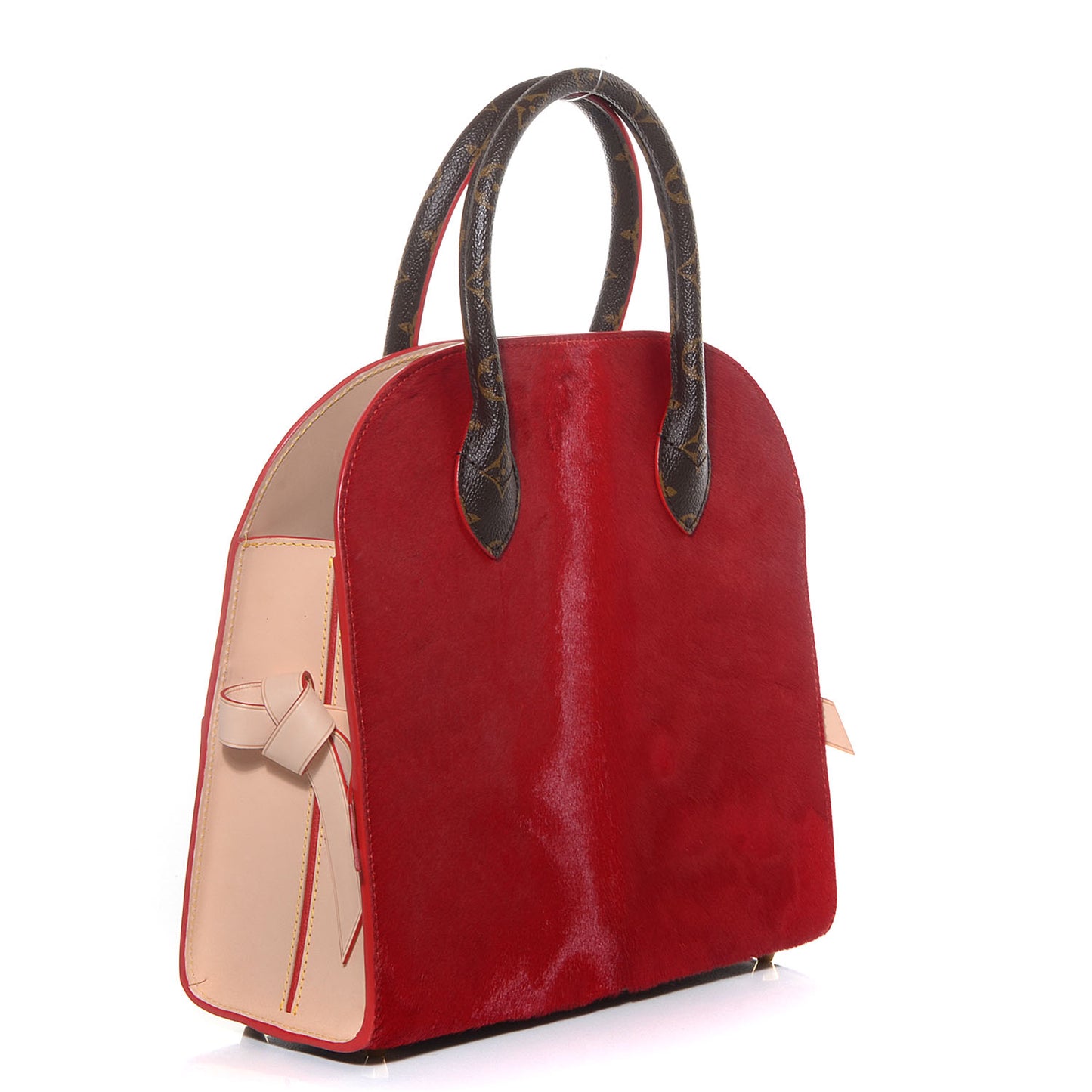 Monogram Calf Hair Spikes Iconoclasts Christian Louboutin Tote Red