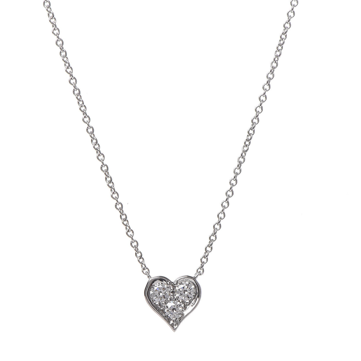 Tiffany Platinum Diamond Heart Pendant Necklace 4 of 6