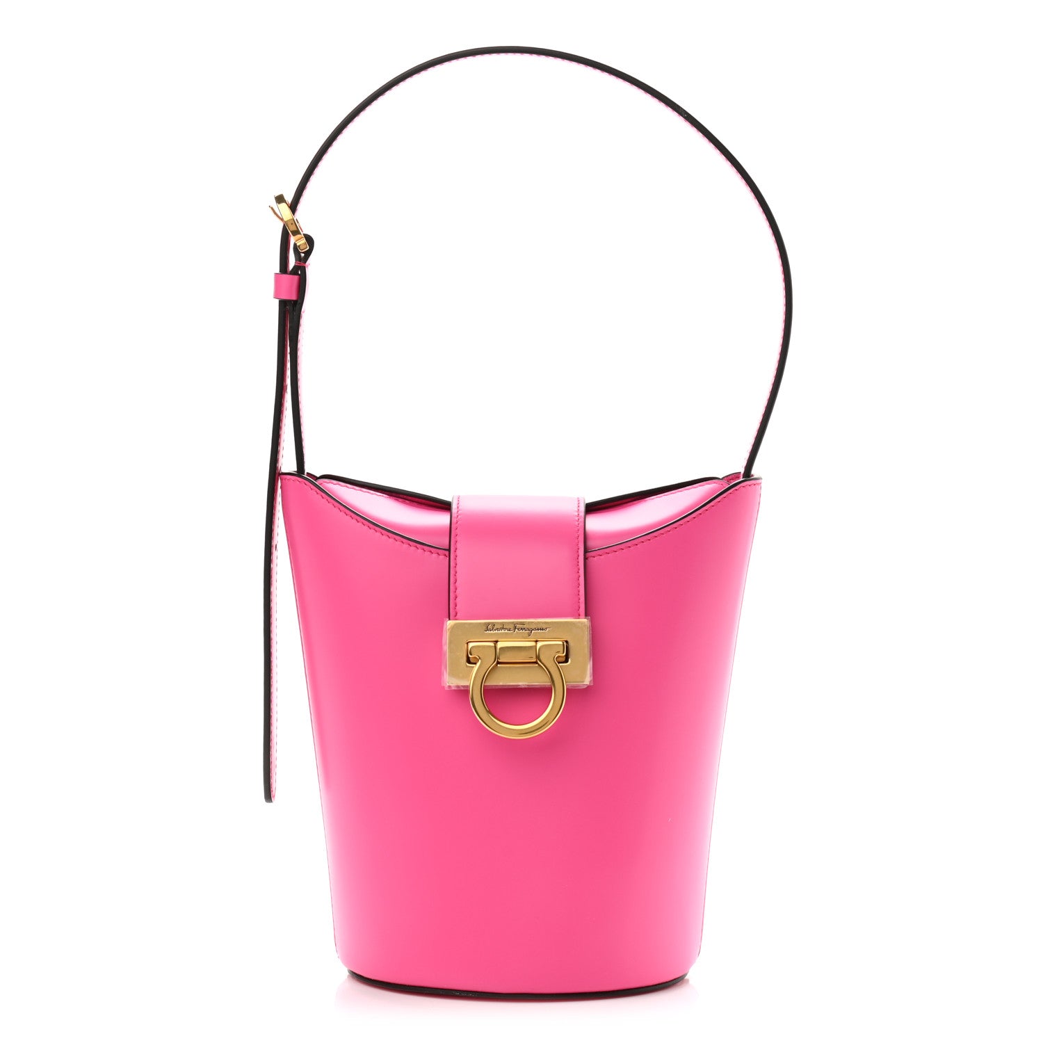 Salvatore Ferragamo Calfskin Small Trifolio Bucket Shoulder Bag Hot Pink 1 of 12