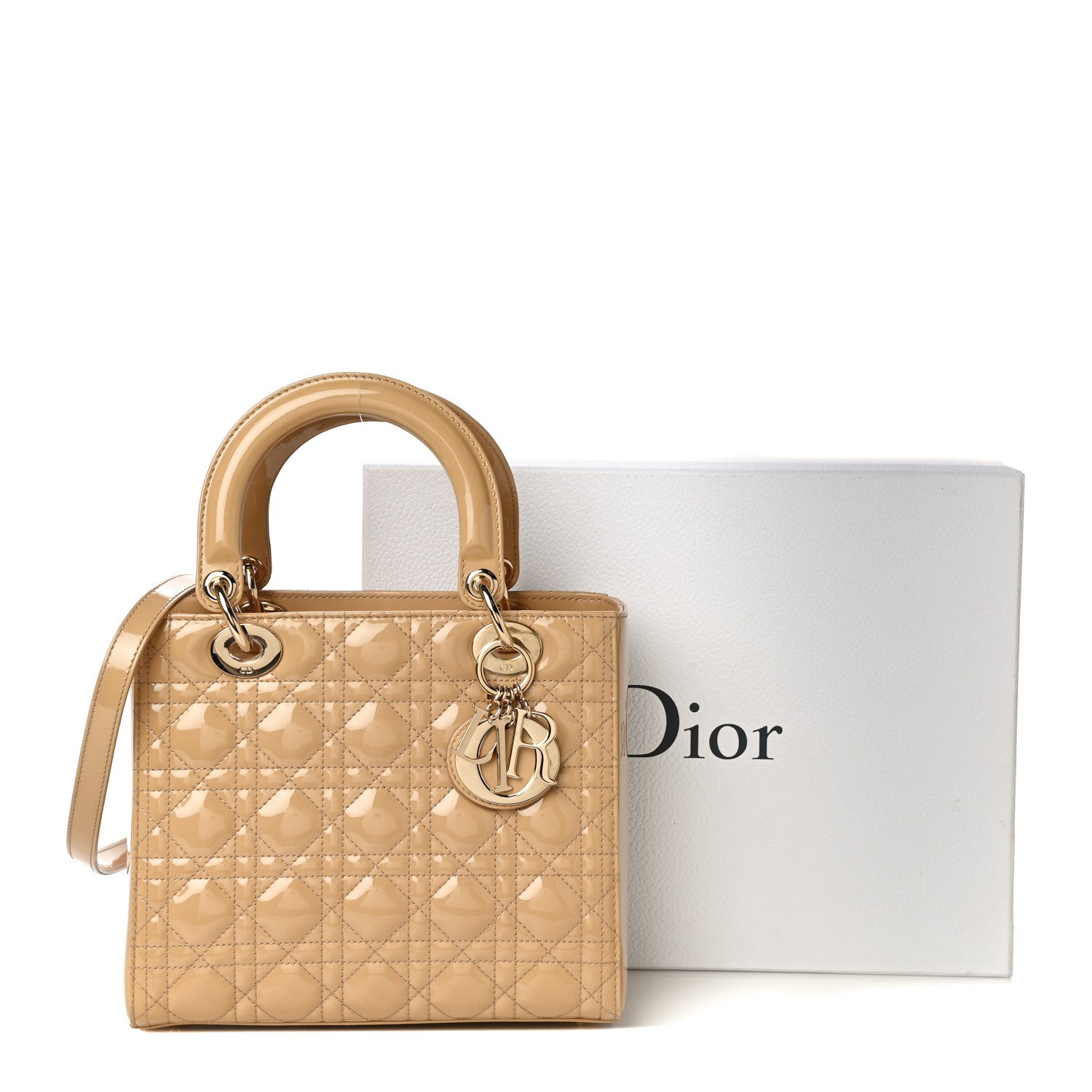 Christian Dior Patent Cannage Medium Lady Dior Beige 13 of 13