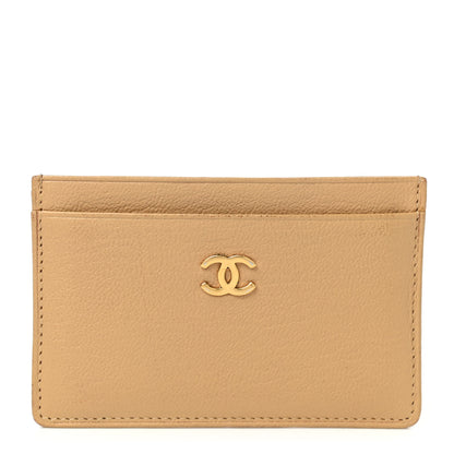 Chanel Goatskin CC Card Holder Beige 1 of 7
