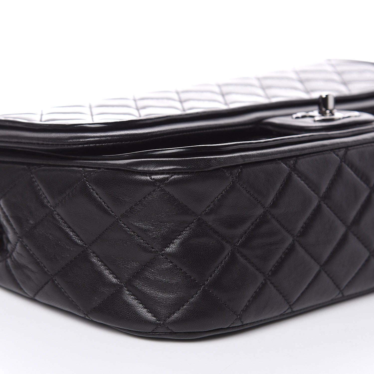 Chanel Patent Quilted Jumbo Classic Twist Flap Bag Black 8 of 10