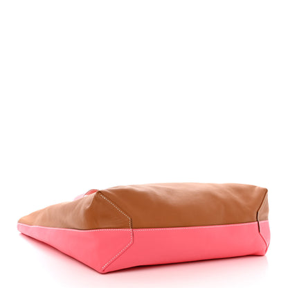 Hermes Veau Sikkim Double Sens 36 Reversible Tote Gold Rose Azalee Rouge Casaque Brique 4 of 17