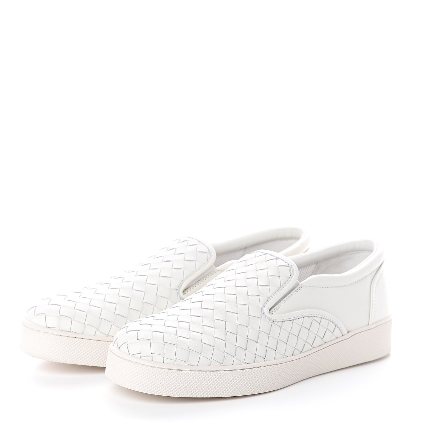 Nappa Intrecciato Slip On Sneakers 38.5 White