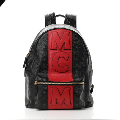 MCM Visetos Medium Stark Logo Stripe Backpack Black Red 1 of 18