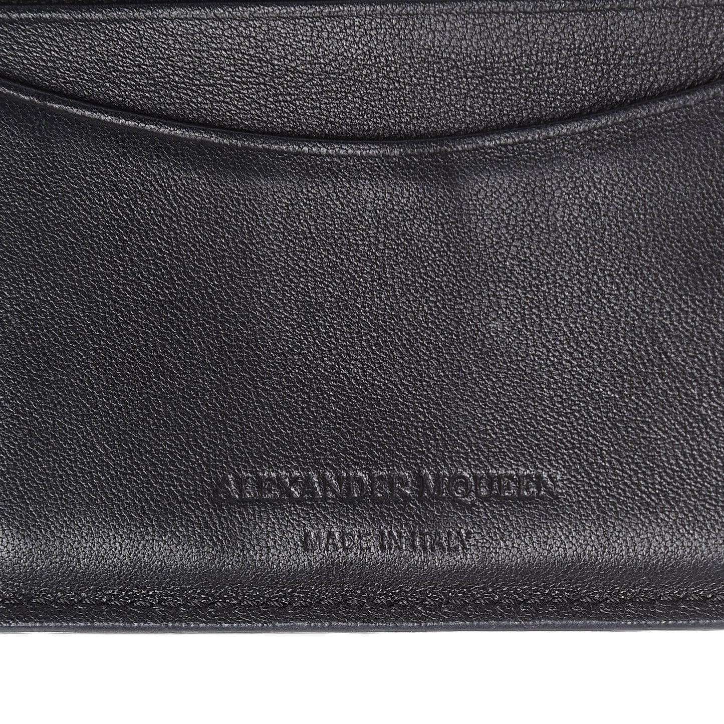 Metallic Textured Calfskin Skull Bi Fold Card Holder Silver
