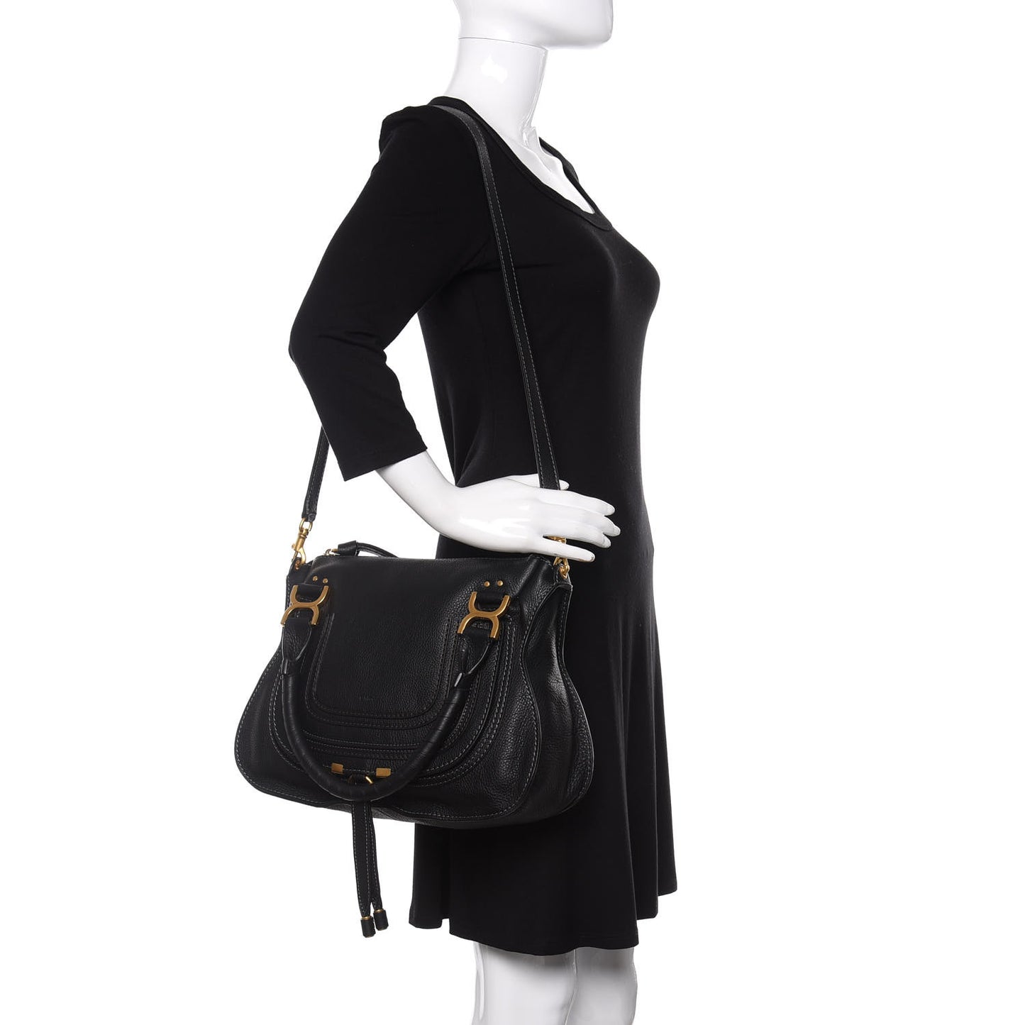 Calfskin Medium Marcie Satchel Black