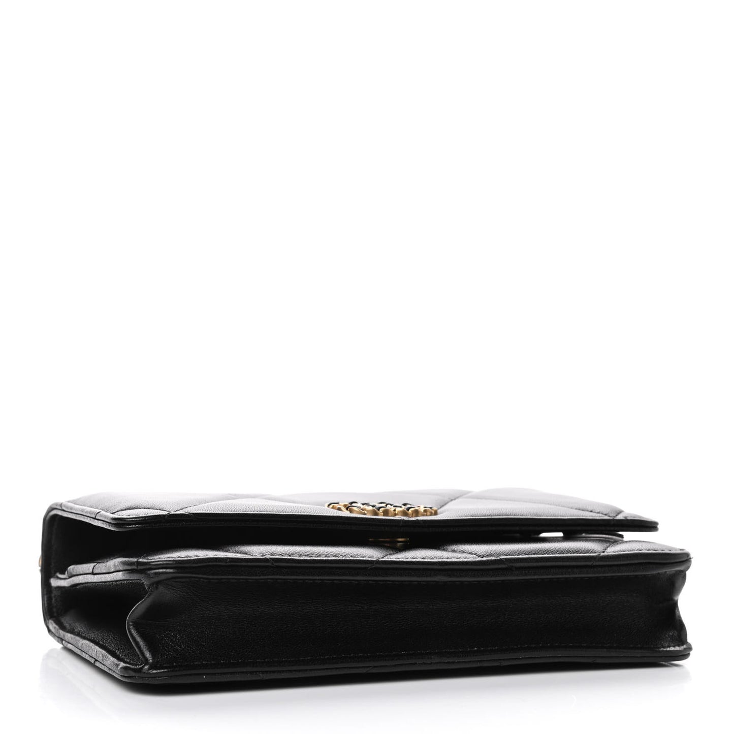 Lambskin Quilted Chanel 19 Wallet On Chain WOC Black