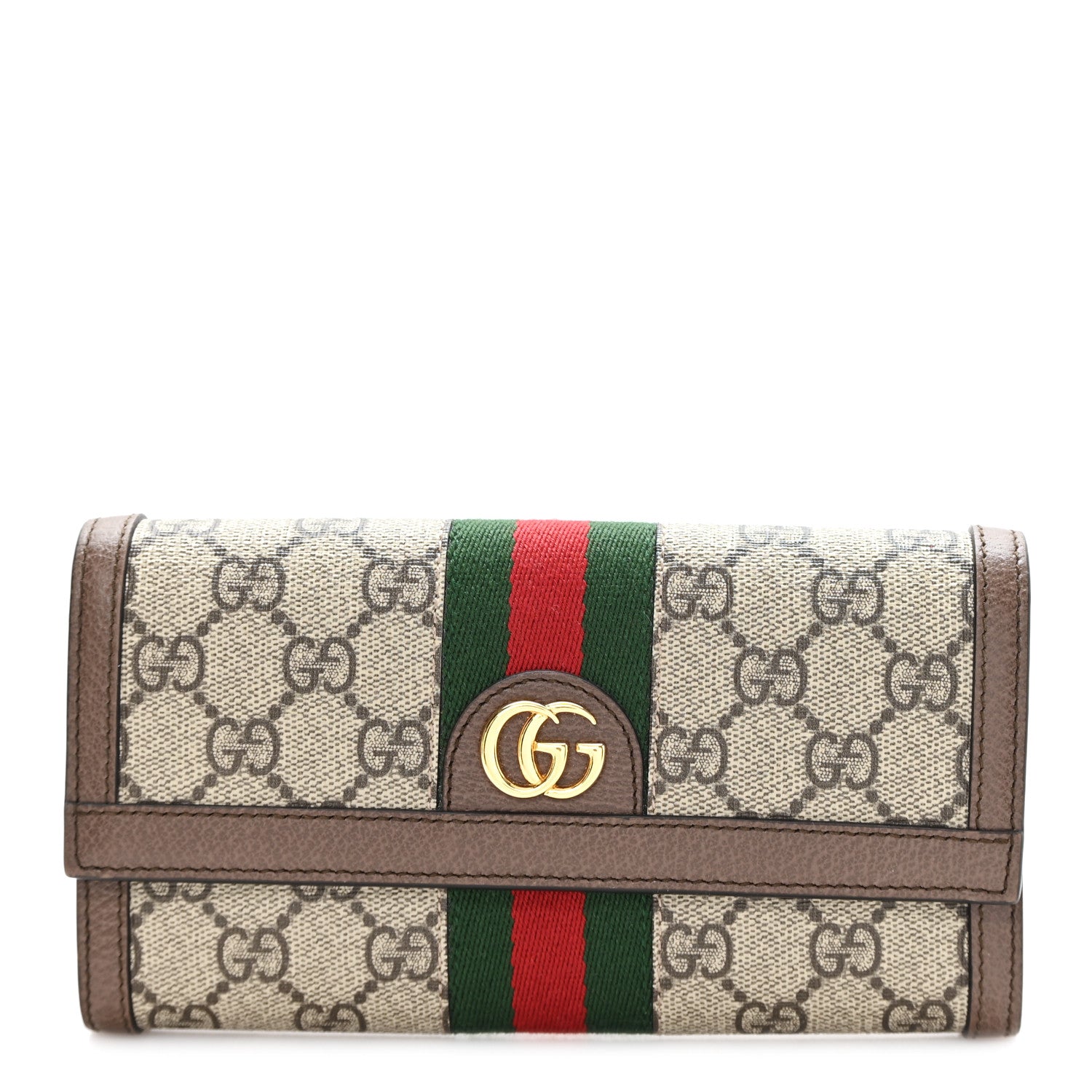 Gucci GG Supreme Monogram Web Ophidia Continental Wallet Brown 1 of 8