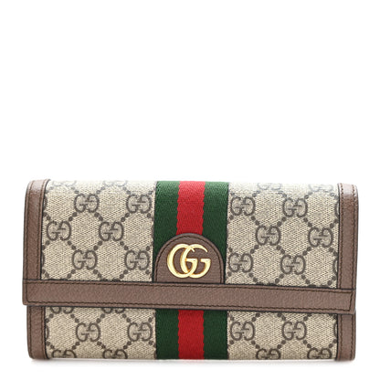 Gucci GG Supreme Monogram Web Ophidia Continental Wallet Brown 1 of 8