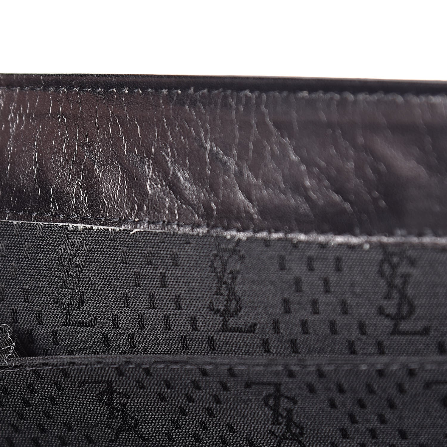 Saint Laurent Calfskin Crocodile Embossed Clutch Black 7 of 9