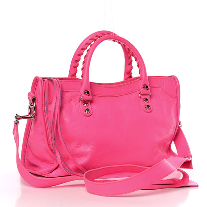 Balenciaga Agneau Classic Silver Hardware S City Rose Fluo 3 of 9