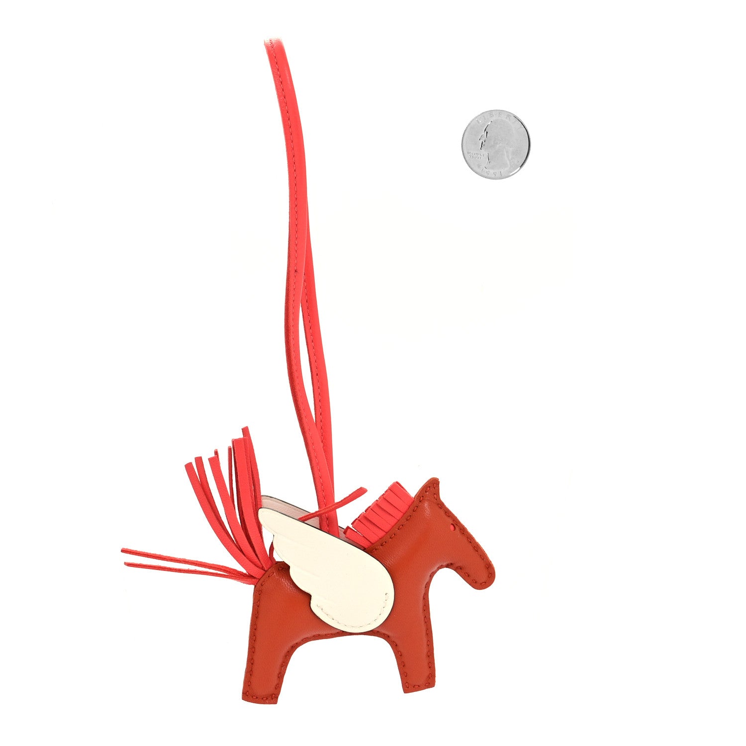 Hermes Milo Lambskin Grigri Rodeo Pegase Horse Bag Charm PM Cornaline Rose Texas White 2 of 4