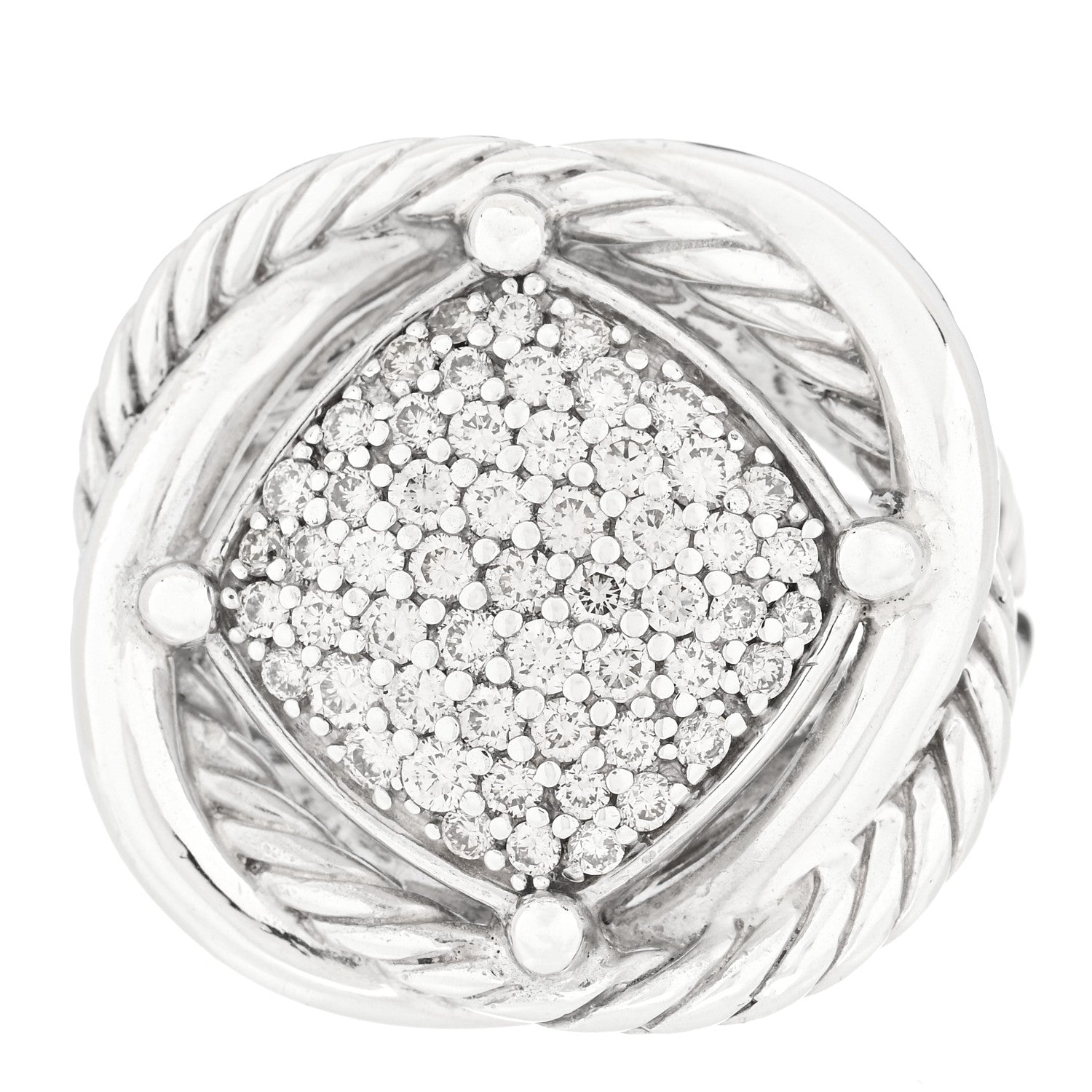 David Yurman Sterling Silver Diamond 14mm Pave Infinity Ring 49 5 1 of 4
