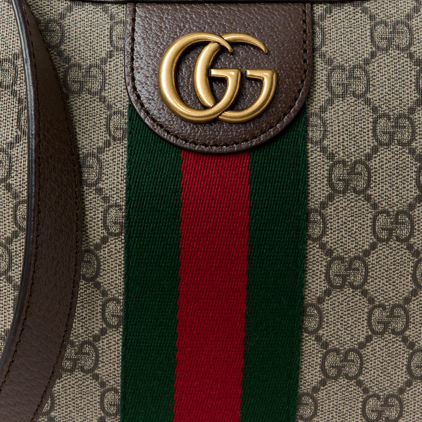 GG Supreme Monogram Web Small Ophidia Half Moon Hobo Brown
