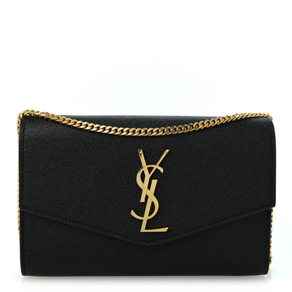 Saint Laurent Grain de Poudre Uptown Chain Wallet Black 1 of 10